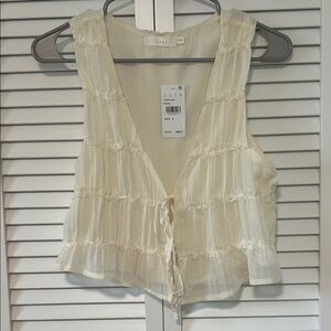 Lush Cream Tie-Front Blouse